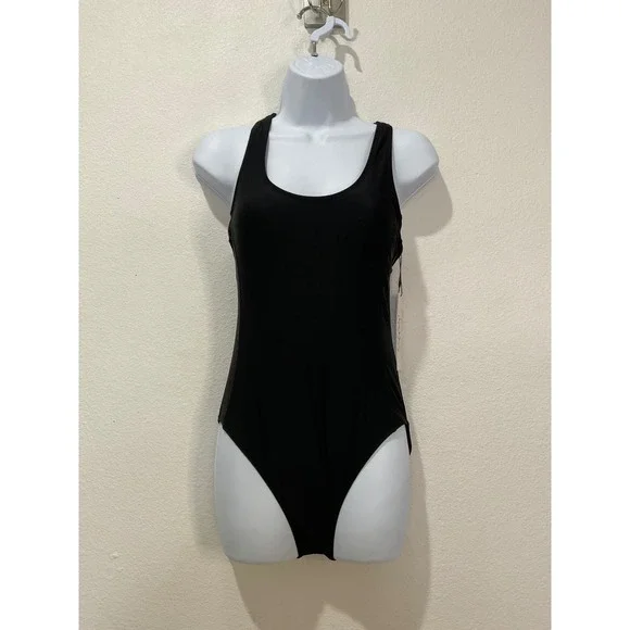 Nicole Miller Studio Black Racerback One Piece Swimsuit NMOP-124 Small NWT - Picture 1 of 7